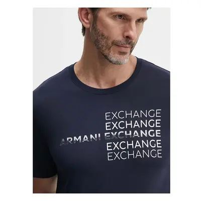 Bavlněné tričko Armani Exchange tmavomodrá barva, s potiskem, 3DZTAC 94379786