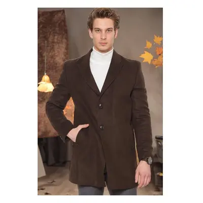 PLT8361 DEWBERRY SLIM FIT MENS COAT-PLAIN BROWN 89299328