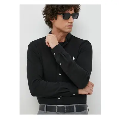 Košile Polo Ralph Lauren černá barva, regular, s límečkem button-down, 75524872