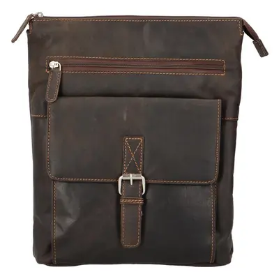 Pánská kožená crossbody taška tmavě hnědá - Greenwood Homend hnědá 83141949