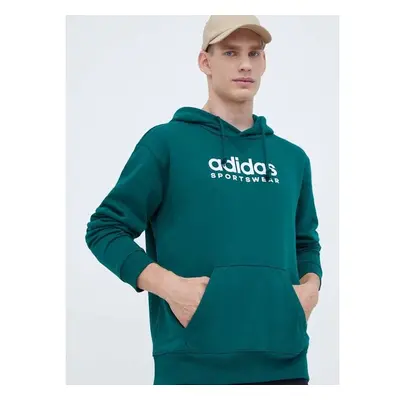 Mikina adidas pánská, zelená barva, s kapucí, s aplikací 84912830