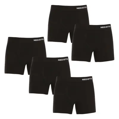 5PACK pánské boxerky Nedeto bezešvé bambusové černé (5NDTB001S) 86667238