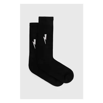 Ponožky Neil Barrett Bolt Cotton Skate Socks pánské, černá barva, 91607166