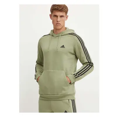 Mikina adidas Essentials pánská, zelená barva, s kapucí, s aplikací, 95221948