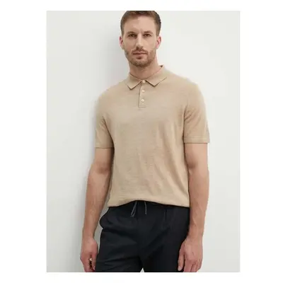 Vlněné polo tričko Michael Kors béžová barva, CT460C47AP 94099316