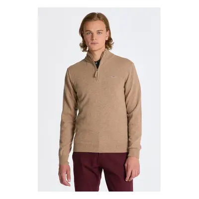 SVETR GANT SUPERFINE LAMBSWOOL HALF ZIP DK. SAND MELANGE 84796897