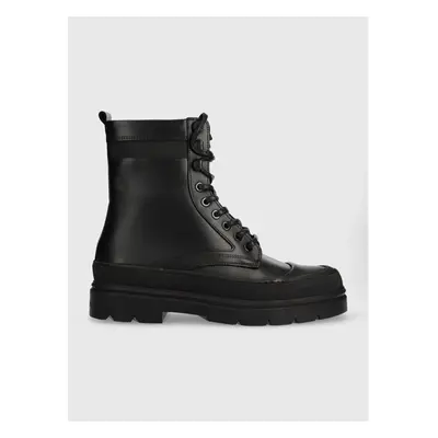 Kožené boty Calvin Klein LACE UP BOOT HIGH pánské, černá barva, 85997183