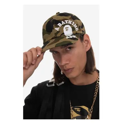 Bavlněná baseballová čepice A Bathing Ape zelená barva, 001CPI801009M 84005007