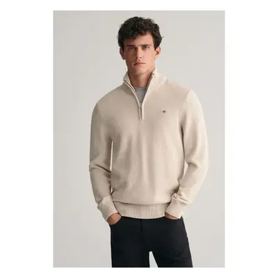 SVETR GANT CASUAL COTTON HALFZIP LIGHT BEIGE MELANGE 89791956