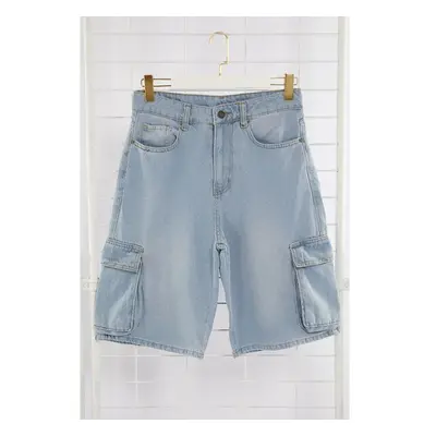 Trendyol Blue Wide Cut Shorts & Bermudas with Plenty of Cargo Pockets 95690237