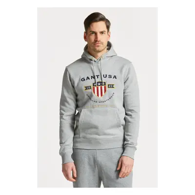 MIKINA GANT D1. BANNER SHIELD HOODIE GREY MELANGE 75576891