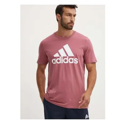 Bavlněné tričko adidas Essentials růžová barva, s potiskem, IX0137 93579732