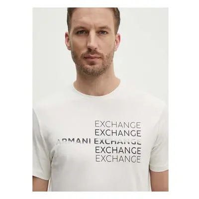 Bavlněné tričko Armani Exchange béžová barva, s potiskem, 3DZTAC ZJ9TZ 94364856