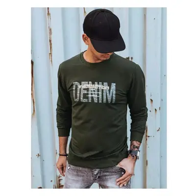 Buďchlap Khaki mikina bez kapuce s potiskem Denim 76238823