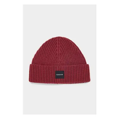 ČEPICE GANT UNISEX. COTTON RIB KNIT BEANIE PLUMPED RED 84606334