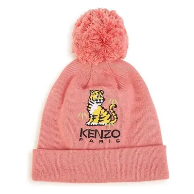 Čepice s příměsí kašmíru pro děti Kenzo Kids růžová barva 87925043