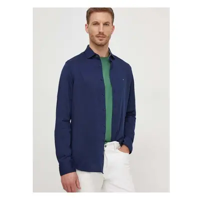 Košile Tommy Hilfiger tmavomodrá barva, slim, s italským límcem, 87449620