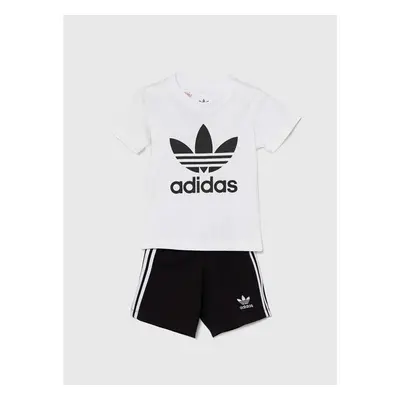 Dětská bavlněná souprava adidas Originals SHORT TEE SET bílá barva, 94358940