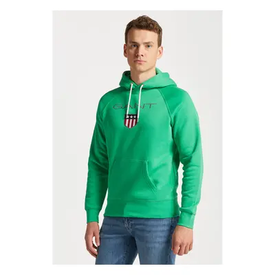 MIKINA GANT SHIELD HOODIE MID GREEN 76936370