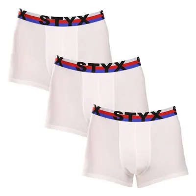 3PACK pánské boxerky Styx sportovní guma bílé trikolóra (3G2061) 91487059