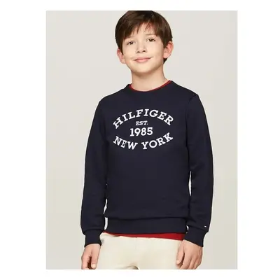 Dětská mikina Tommy Hilfiger tmavomodrá barva, s potiskem, KB0KB09048 95061081