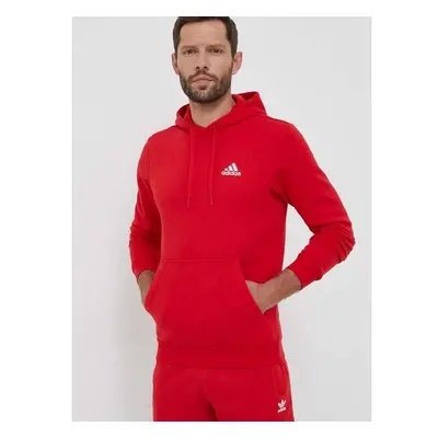 Mikina adidas pánská, červená barva, s kapucí, hladká 82684513