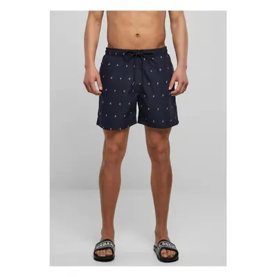 URBAN CLASSICS Embroidery Swim Shorts - midnightnavyflamingo 80998248