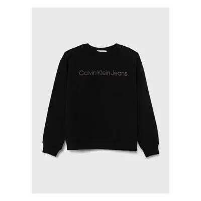 Dětská mikina Calvin Klein Jeans černá barva, s aplikací 87004425