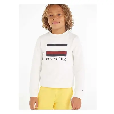 Dětská mikina Tommy Hilfiger béžová barva, s potiskem 83387728