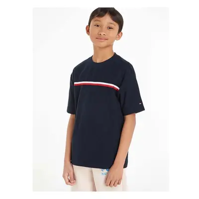 Dětské bavlněné tričko Tommy Hilfiger tmavomodrá barva 85754189