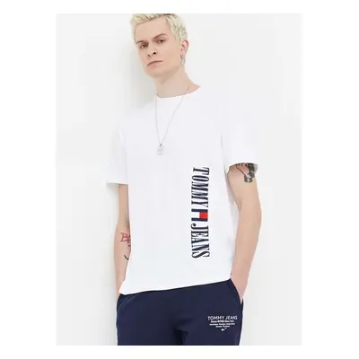 Bavlněné tričko Tommy Jeans bílá barva, s aplikací, DM0DM18295 87188662