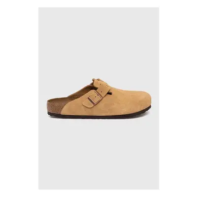 Semišové pantofle Birkenstock Boston pánské, béžová barva, 1026181 84381605