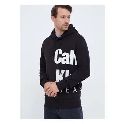 Bavlněná mikina Calvin Klein Jeans pánská, černá barva, s kapucí, s 85276620