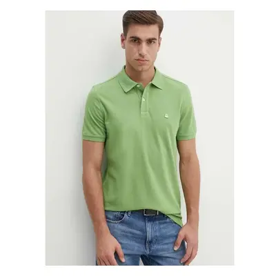 Bavlněné polo tričko United Colors of Benetton zelená barva 95022667