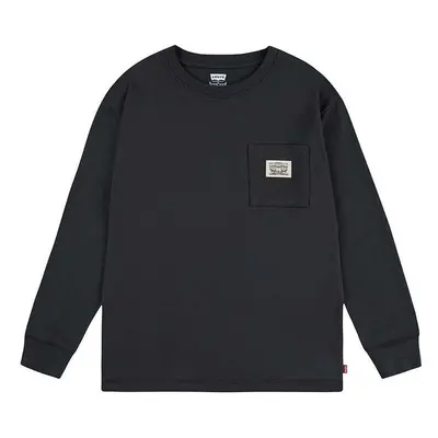 Dětská mikina Levis LONG SLEEVE POCKET TEE černá barva, hladká, 8EL555 96045235