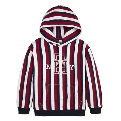 Dětská bavlněná mikina Tommy Hilfiger vínová barva, s kapucí, 84541745