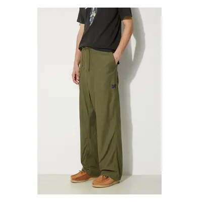 Bavlněné kalhoty Needles String Fatigue Pant zelená barva, jednoduché, 92988444