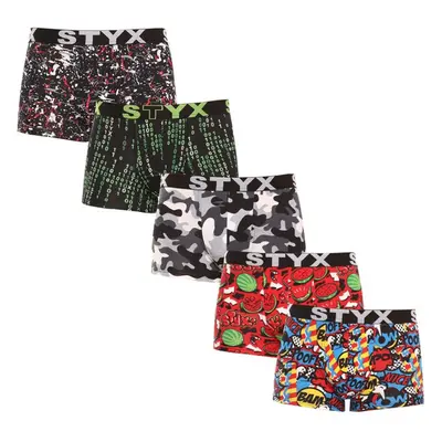 5PACK pánské boxerky Styx art sportovní guma vícebarevné (G85052535759 75084985