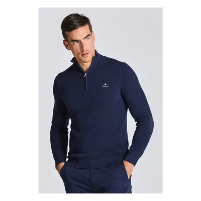 SVETR GANT COTTON PIQUE HALF ZIP EVENING BLUE 76936216