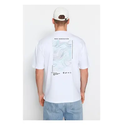 Trendyol White Relaxed/Casual Cut Printed 100% Cotton T-Shirt 80427170