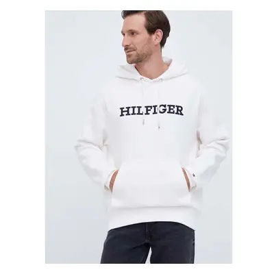 Mikina Tommy Hilfiger pánská, béžová barva, s kapucí, s aplikací 85203468