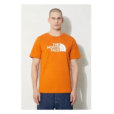 Bavlněné tričko The North Face M S/S Easy Tee oranžová barva, s 89383685