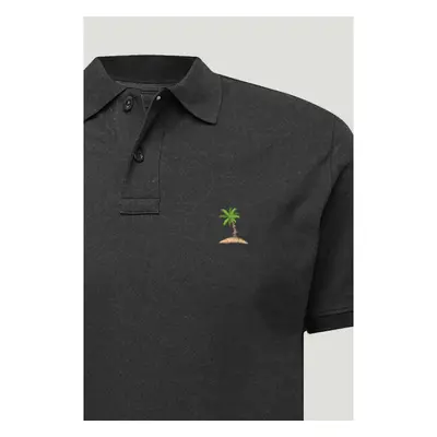 Polo Tričko Slim Fit, Barva Železitě Šedá, s Potiskem Palm Island 95209539