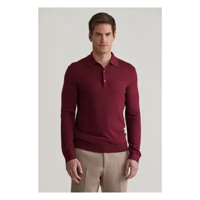 SVETR GANT EXTRAFINE MERINO WOOL POLO WINE RED 97832533