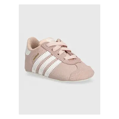 Kojenecké kožené boty adidas Originals GAZELLE CRIB růžová barva, 94596524