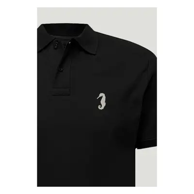 Polo Tričko Slim Fit, Barva Černá, s Potiskem Seahorse 95209399