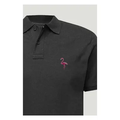 Polo Tričko Slim Fit, Barva Železitě Šedá, s Potiskem Pink Flamingo 95209663