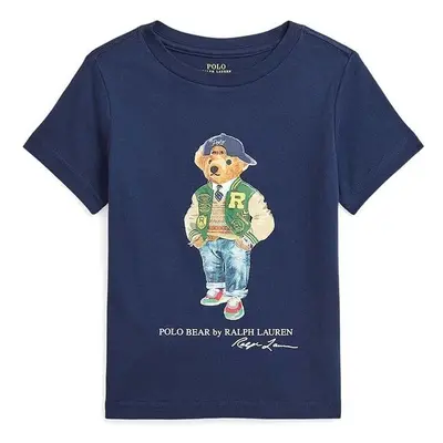 Dětské bavlněné tričko Polo Ralph Lauren tmavomodrá barva, s potiskem, 98078149