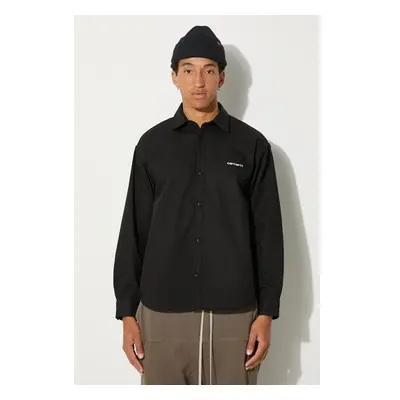 Košile Carhartt WIP Longsleeve Module Script Shirt pánská, černá barva 96318176