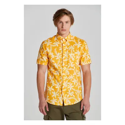 KOŠILE GANT REG COTTON LINEN PALM SS SHIRT MEDAL YELLOW 91881736